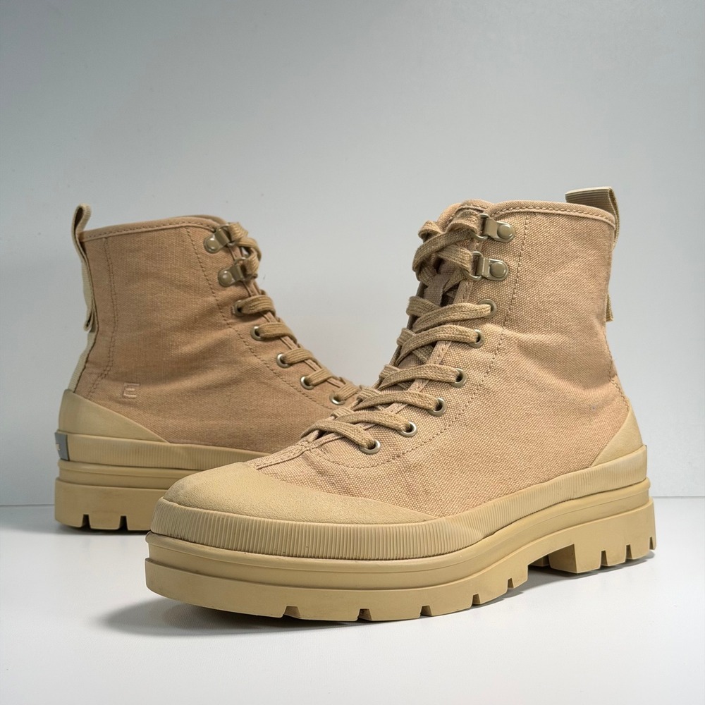 Everlane The Canvas Combat Boots Women 7.5 Tan Lug Sole Organic Cotton Utility